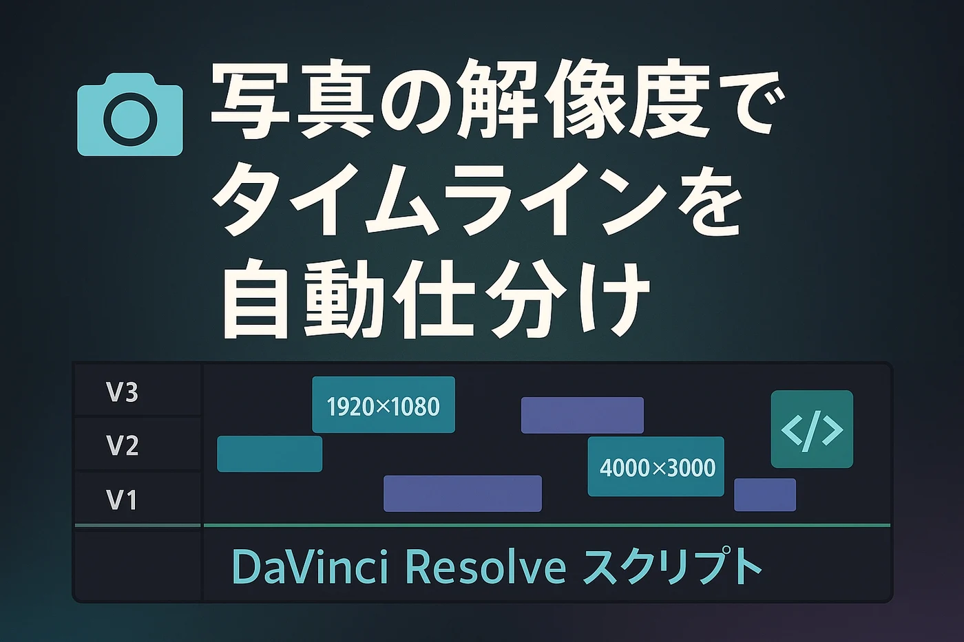 DaVinci Resolve写真の解像度でタイムライン仕分けするスクリプト作りました
