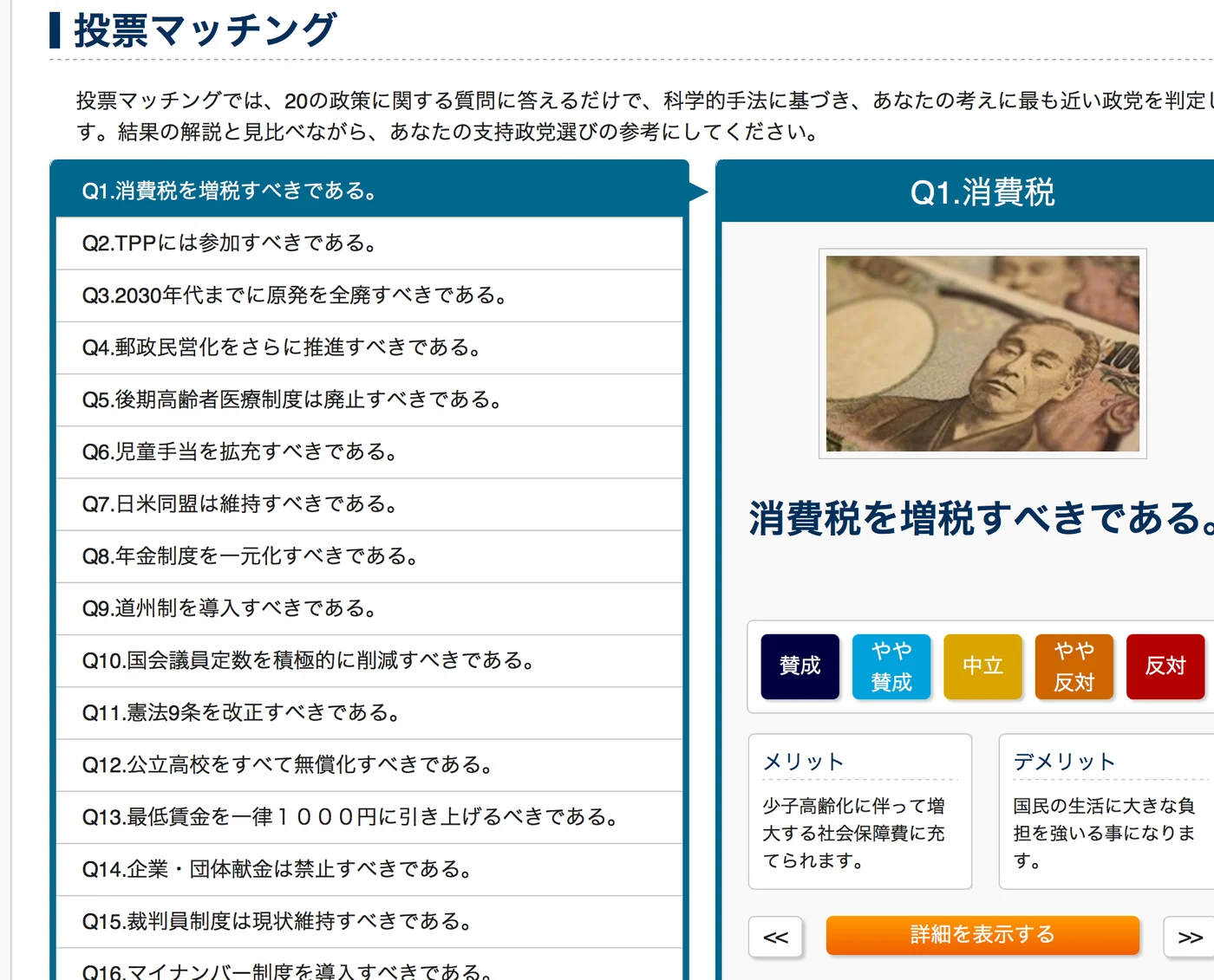 自分の意見に近い政党を探してくれるサイト