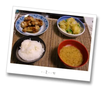 鶏のニンニク醤油焼きとジャガイモの煮物